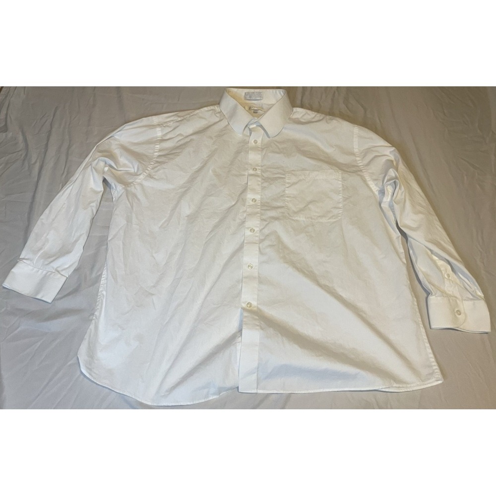 Marquis Dress Shirt Mens 18.5 34/35 White Solid Classic Fit Cotton Blend Woven